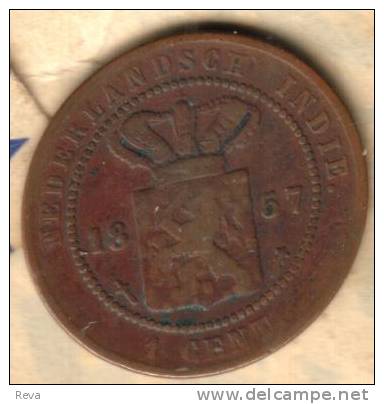 NETHERLANDS EAST INDIES 1 CENT SHIELD  FRONT NATIVE WRITING BACK 1857  KM?  READ DESCRIPTION CAREFULLY !!! - Indes Néerlandaises