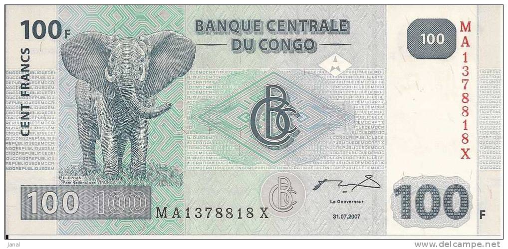 -  AFRIQUE - CONGO - 100 F - 31.07.2007. - Zonder Classificatie