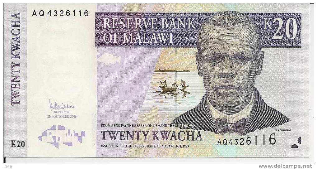 -  AFRIQUE - MALAWI - K20 - TWENTY KWACHA - - Malawi