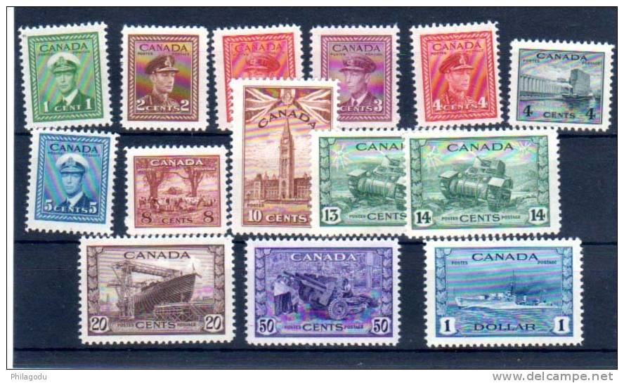 Canada 1943-48, Propagande Pour L’effort De Guerre, SG 375/388 *, Cote 130 £ - Unused Stamps