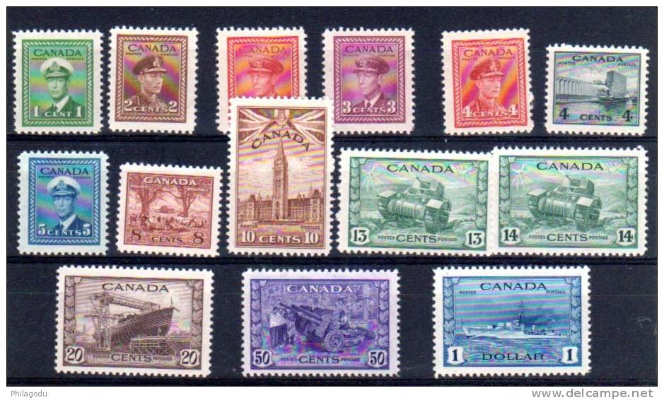 Canada 1943-48, Propagande Pour L’effort De Guerre, SG 375/388 *, Cote 130 £ - Unused Stamps