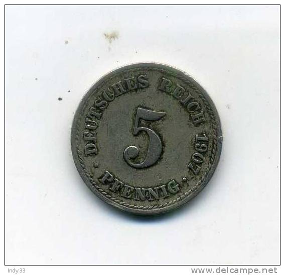 - ALLEMAGNE . 5 PF. 1907 - 5 Pfennig