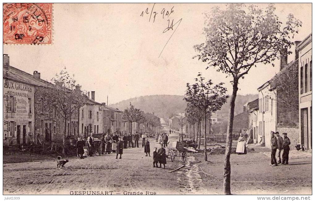 GESPUNSART ..-- 08 . ARDENNES ..-- Grand´ Rue . 1906 Vers PIRMINY , Loire . Voir Verso . - Autres & Non Classés