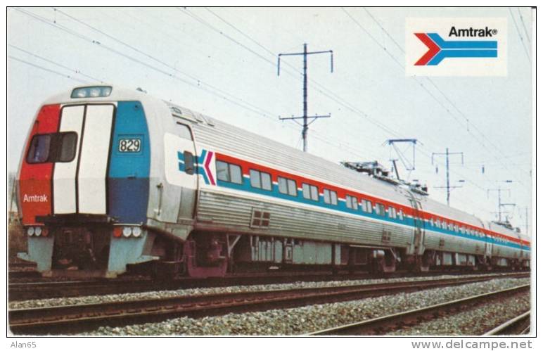 Amtrak Train, Metroliner New Haven-New York-Washington DC Route, Electric Engine, C1970s Vintage Postcard - Treni