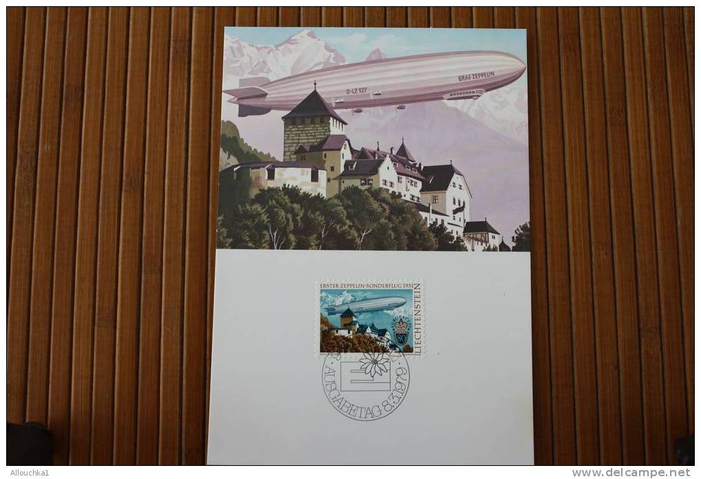 GAF ZEPPELIN SONDERMARKEN EUROPA SPECIAL STAMPS MAXIMUM CARD CARTE MAXIMUM CM :VADUZ LIECHTENSTEIN AUSGABETAG SONDERFLUG - Lettres & Documents