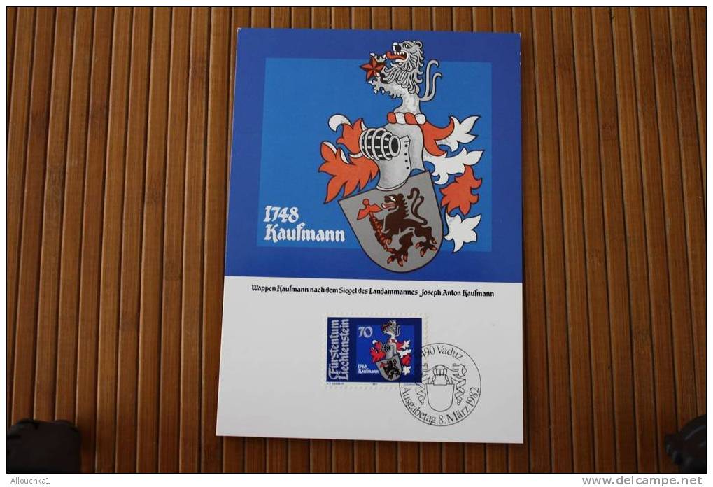 1748 WAPPEN KAUFMANN SONDERMARKEN EUROPA SPECIAL STAMPS MAXIMUM CARD CARTE MAXIMUM CM :VADUZ LIECHTENSTEIN AUSGABETAG - Cartas & Documentos