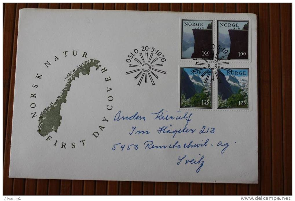 NORSK NATUR OSLO :NORVEGE NORGES NORDEN 1976 FDC 1ER JOUR EMISSION  FIRST DAY COVER - FDC