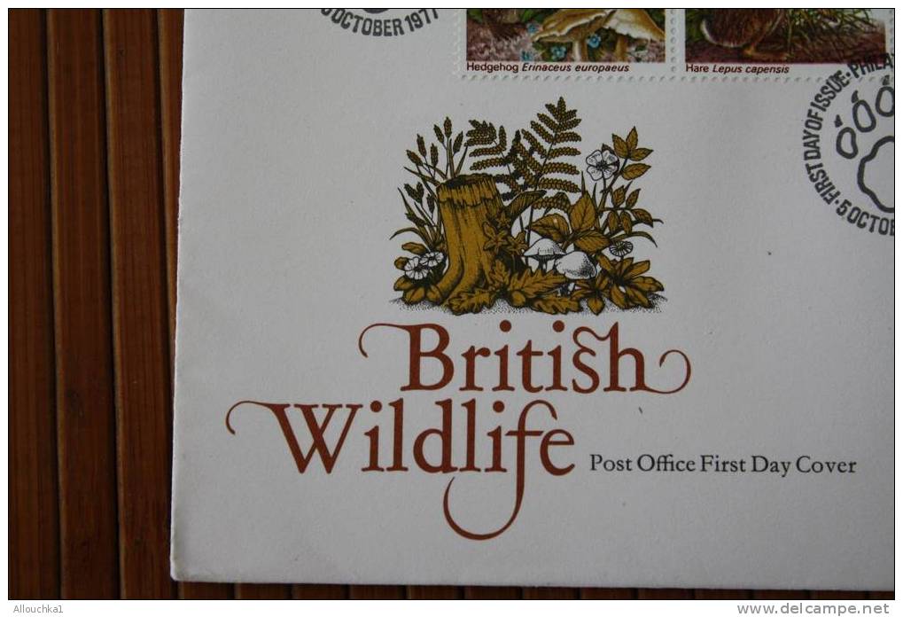 FDC FIRST DAY COVER 1ER PREMIER JOUR D'EMISSION BRITISH WILDLIFE ENGLAND ROYAUME UNI PHILATELIC BUREAU ANIMAUX DE FORET - 1971-1980 Decimal Issues