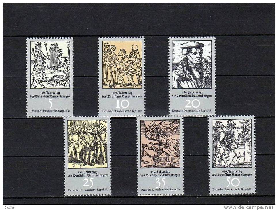 Bauernkrieg 1975 DDR 2013/8, 2x4-, 6-Block Plus Kleinbogen ** 21€ Stürmende Bauern Se-tenant From Germany - Militaria