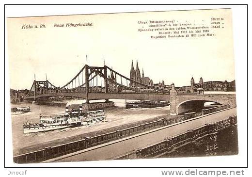 KÖLN Am Rhein - Neue Hängebrücke M. Altem SCHIFF Uralt , Used, Germany, Deutschland - Koeln
