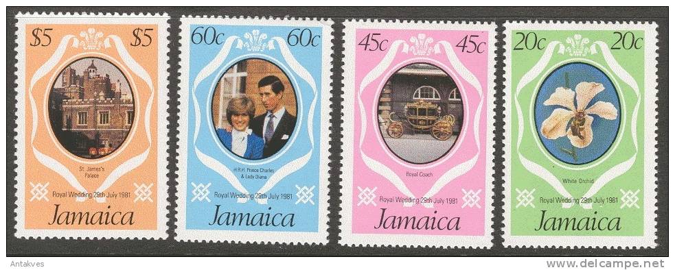 Jamaica 1981 Royal Wedding Diana Set Of 4 MNH - Giamaica (1962-...)