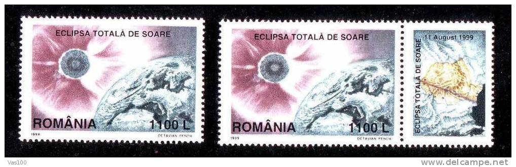 Romania 1999  SOLAR ECLIPSE,2 STAMP + TAB,MNH. - Astrologie