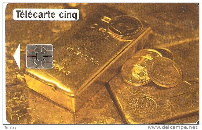TARJETA DE FRANCIA DE UNAS MONEDAS DE ORO Y LINGOTES (COIN -MONEDA) GOLD - Francobolli & Monete