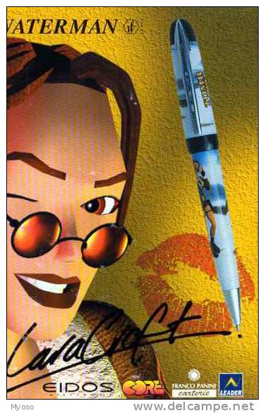 Waterman Promocard, Lara Croft ,stylo, Visage De Femme,Carte Italienne - Publicité