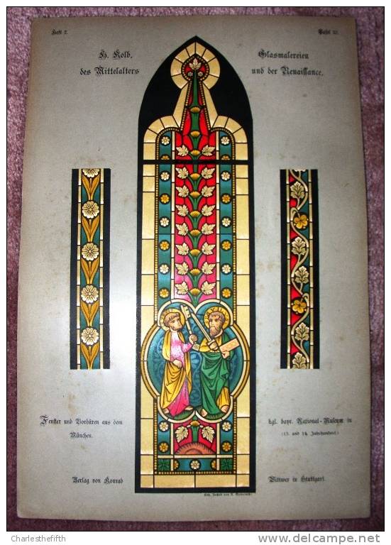 59 PANNEAUX VITRAIL 1860 PORT FOLIO GLASMALEREIEN DES MITTELALTERS & DER RENAISSANCE \" By KOLB - STAINED GLASS  VETRATE - Eglises Et Cathédrales