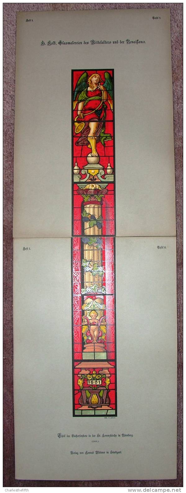 59 PANNEAUX VITRAIL 1860 PORT FOLIO GLASMALEREIEN DES MITTELALTERS & DER RENAISSANCE \" By KOLB - STAINED GLASS  VETRATE - Eglises Et Cathédrales