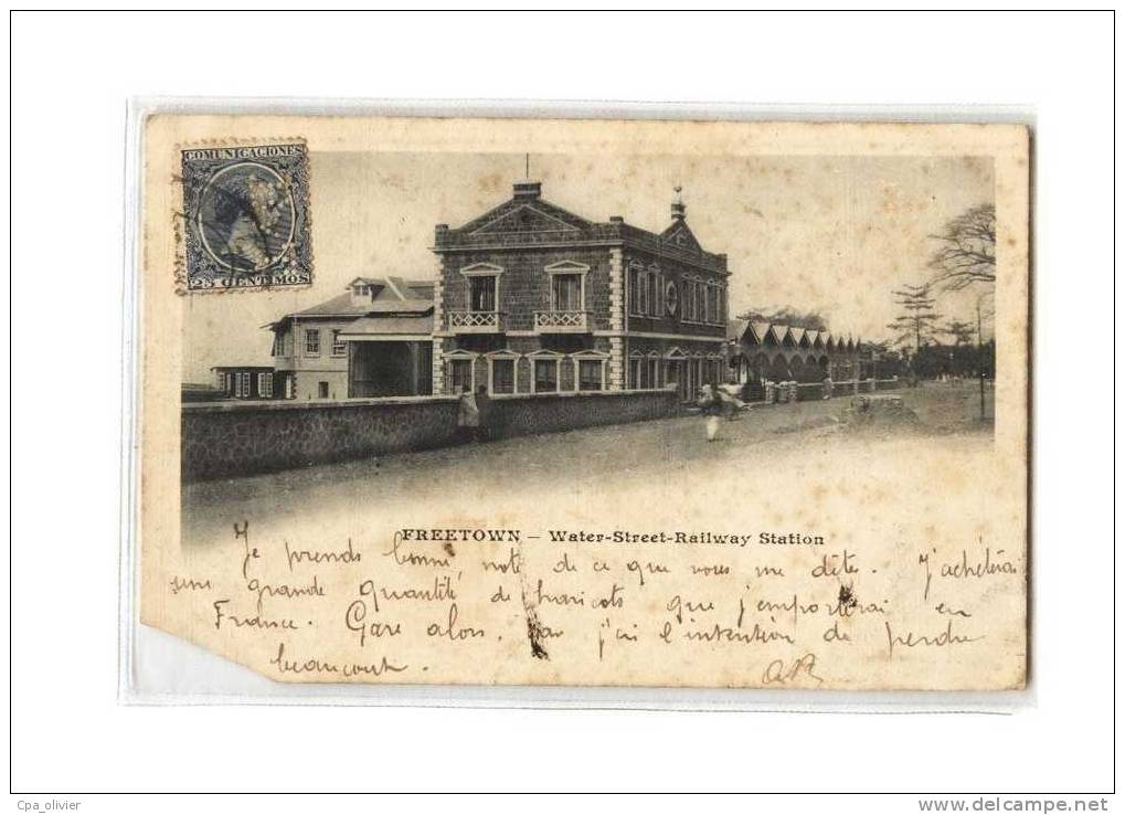 SIERRA LEONE Freetown, Water Street, Railway Station, Gare, Timbre Perforé ByT, Ed ?, Dos 1900 *** ETAT *** - Sierra Leona