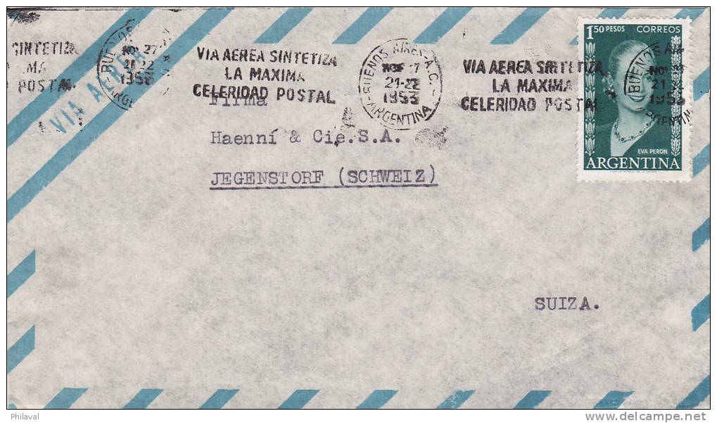 ARGENTINE 1953 : Lettre Oblitérée - Autres & Non Classés