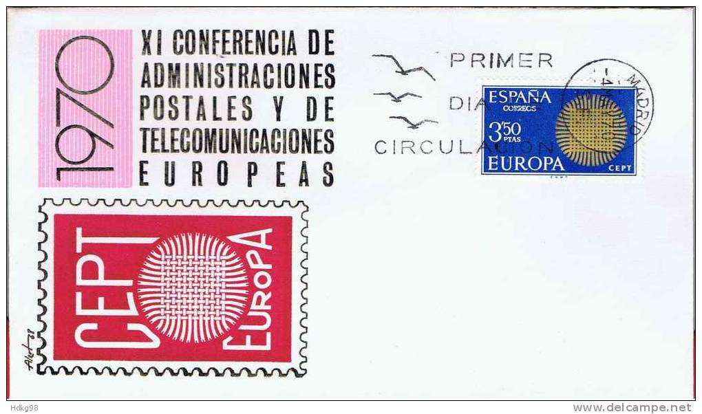 E Spanien 1970 Mi 1860 FDC EUROPA - Lettres & Documents