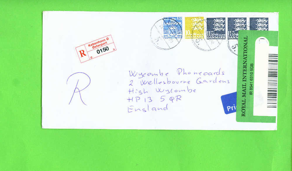 DENMARK - Registered Airmail Cover To England  As Scan - Maximum Cards & Covers