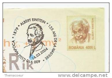 Entier Postal De Roumanie Albert Einstein Avec Cachet Temporaire Correspondant - Albert Einstein