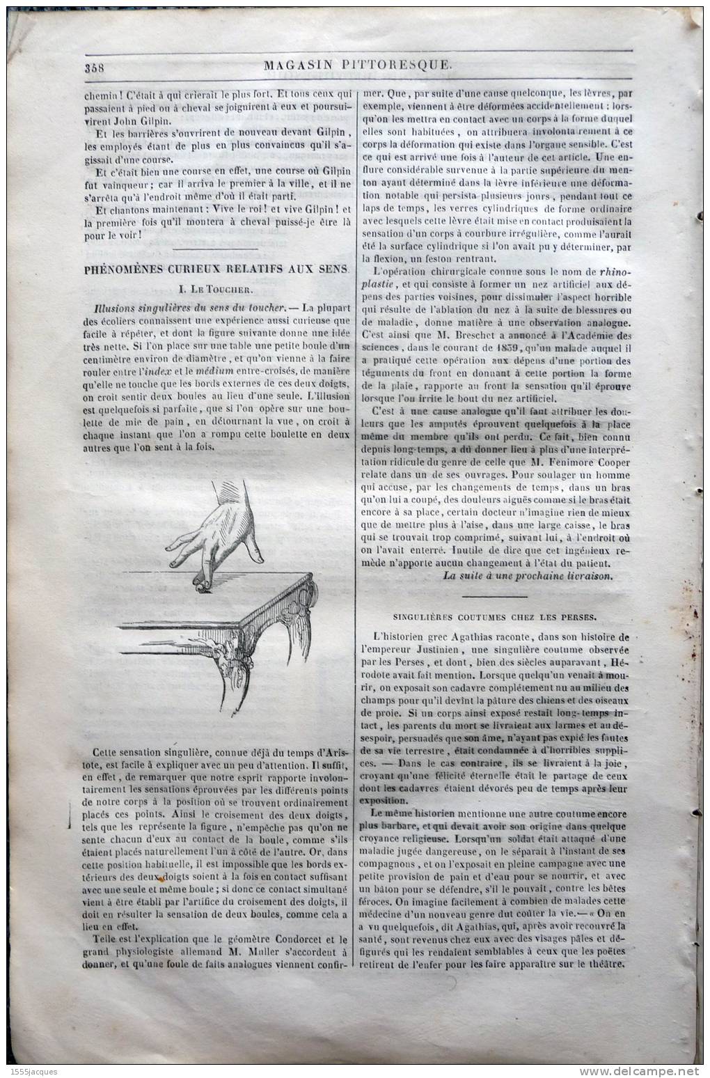 LE MAGASIN PITTORESQUE - NOV. 1842 - N°45 JOHN GILPIN - GERARD DOW -SENS DU TOUCHER - COSTUME GAULOIS - - 1800 - 1849