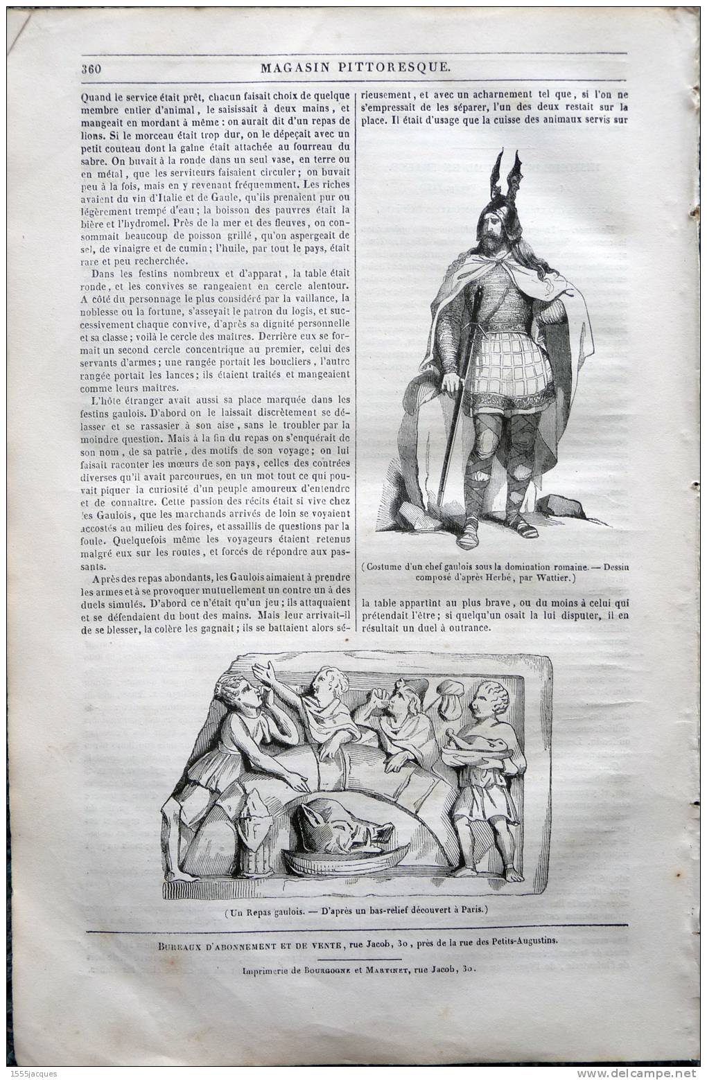 LE MAGASIN PITTORESQUE - NOV. 1842 - N°45 JOHN GILPIN - GERARD DOW -SENS DU TOUCHER - COSTUME GAULOIS -