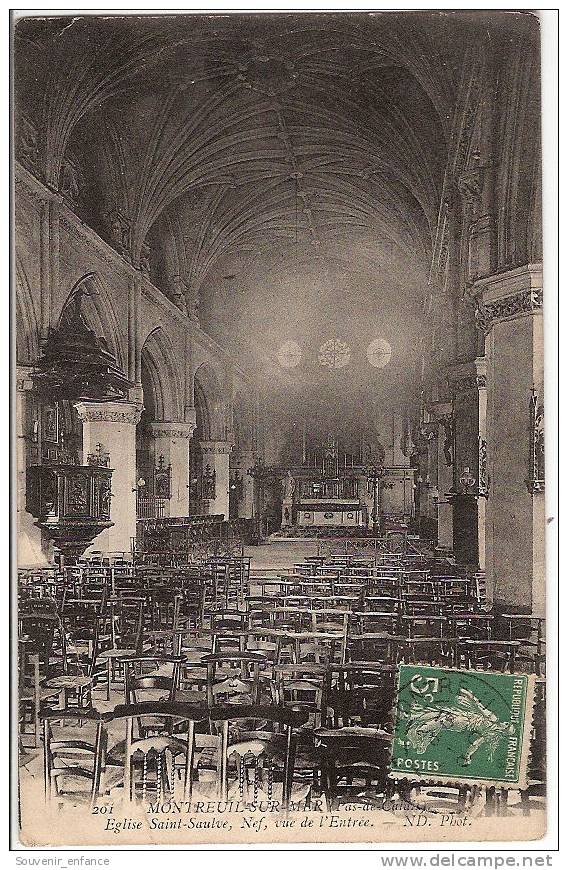 CPA Montreuil Sur Mer  Eglise Sainte Saulve Nef Vue De L'entrée Ste 62 Pas De Calais - Montreuil