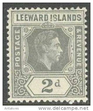 Leeward Isl. 1938 Georg VI 4 Stamps 2d, 2d, 1 1/2d, 1Sh MH" - Leeward  Islands