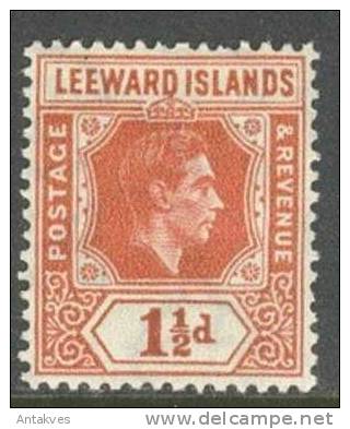 Leeward Isl. 1938 Georg VI 4 Stamps 2d, 2d, 1 1/2d, 1Sh MH" - Leeward  Islands