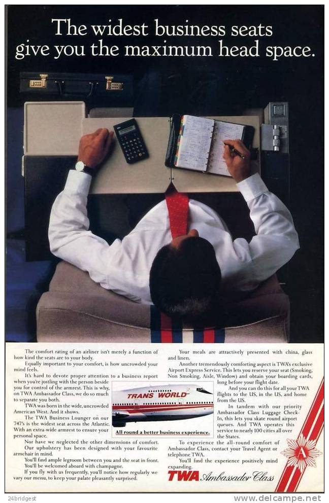 Trans World Airlines- TWA  Advert 1987 - Publicités
