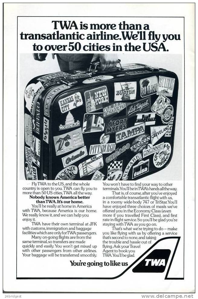 Trans World Airlines TWA Advert 1980 - Advertisements