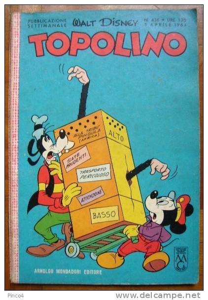 TOPOLINO  N° 436   5 APRILE 1964 - Disney