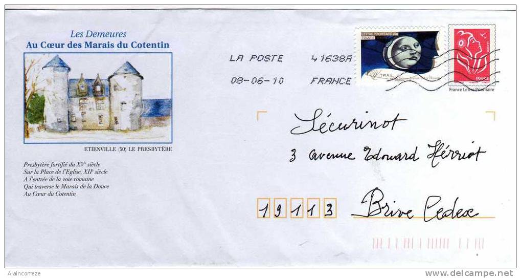 Entier Postal PAP Local Personnalisé Manche Les Demeures Aucoeur Des Marais Du Cotentin Etienville Le Presbytère - Prêts-à-poster: Repiquages /Lamouche
