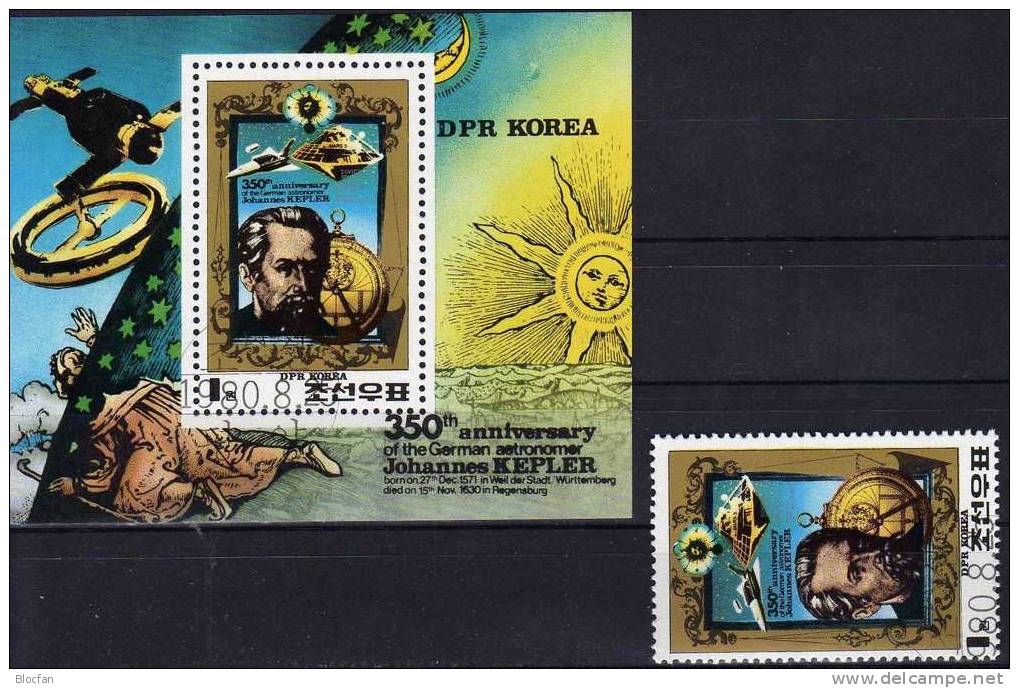 Astronom Kepler 1980 Weltall Korea Block 82 O 5€ Raumflug Ins All Space Bloc Sheet From Corea - Astrology