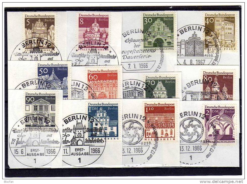 Set Berlin 270-285 + 12 FDC Große Bauwerke Deutschlands Auf Verschiedenen Briefen 75€ - Colecciones (en álbumes)