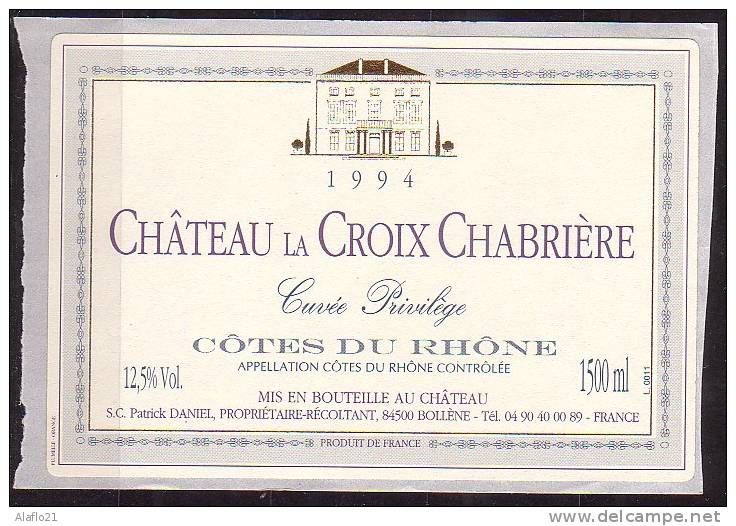 ETIQUETTE CHATEAU CROIX CHABRIERE 1994 - MAGNUM - Côtes Du Rhône