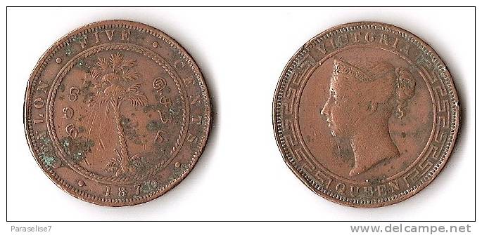 CEYLON   5  CENTS   1870  VICTORIA - India