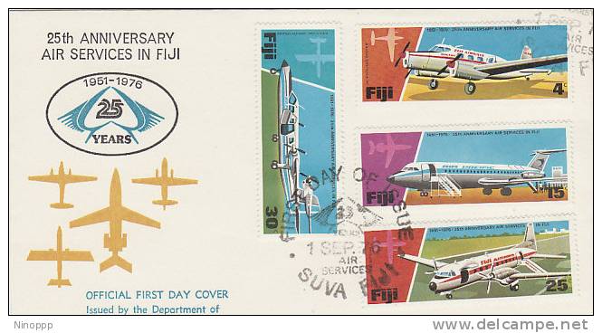 Fiji-1976 25 Years Of Air Service FDC - Airplanes