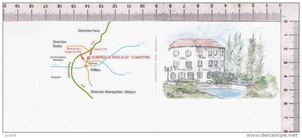 CARTONNETTE PUBLICITAIRE  DOUBLE  -  AUBERGE  LE RASCALAT  -  COMPEYRE - Miniatures