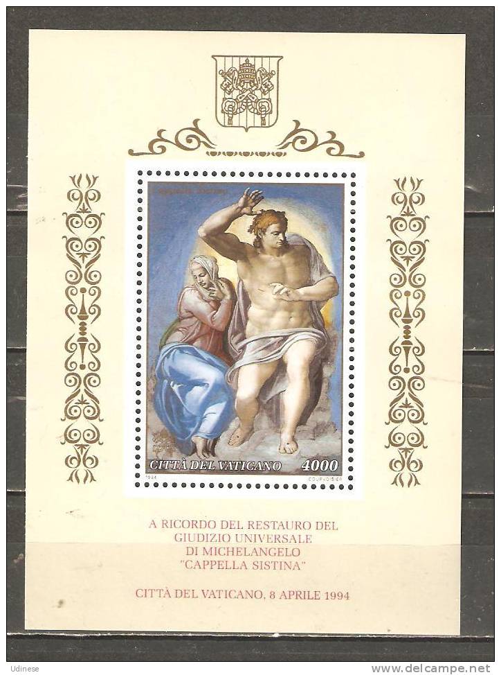 VATICAN 1994 - SIXTINE CHAPELL - S/S  - * MNH MINT NEUF - Oblitérés