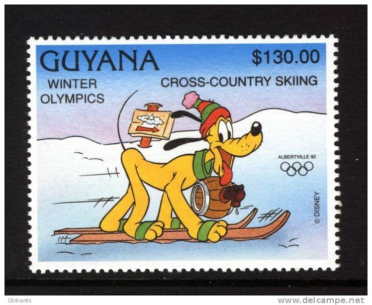 GUYANA - 1992 ALBERTVILLE WINTER OLYMPICS $130 DISNEY STAMP SUPERB MNH ** - Disney