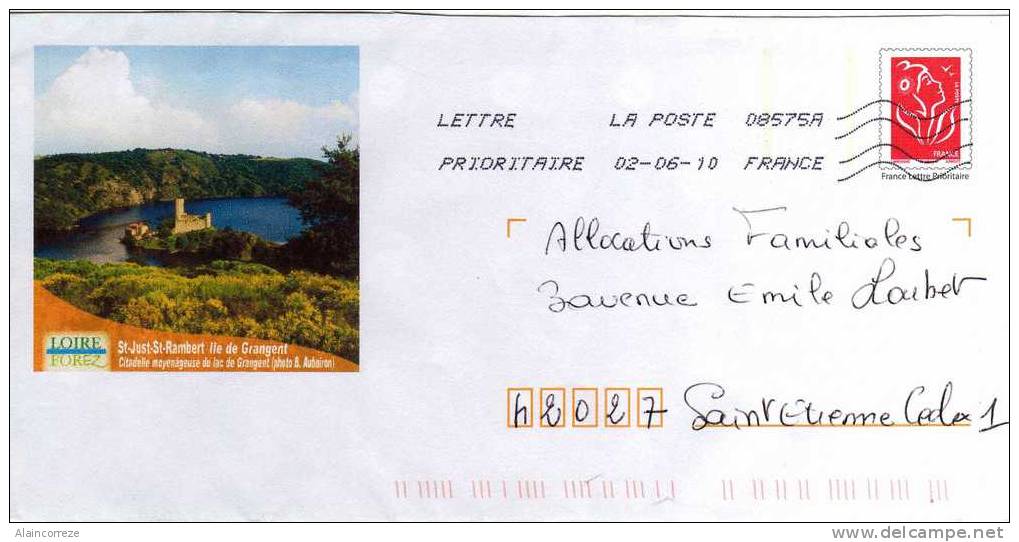 Entier Postal PAP Local Personnalisé Loire Forez St Just St Rambert Ile De Grangent Citadelle Mayenageuse Lac - Prêts-à-poster: Repiquages /Lamouche