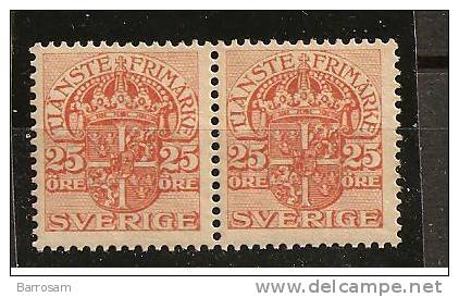 Sweden1911:Official Pair Michel25 Mh* - Dienstzegels