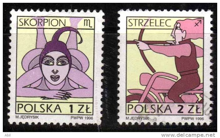 Pologne 1996 N°Y.T. : 3375a Et 3376a (fluo) Obl. - Gebraucht
