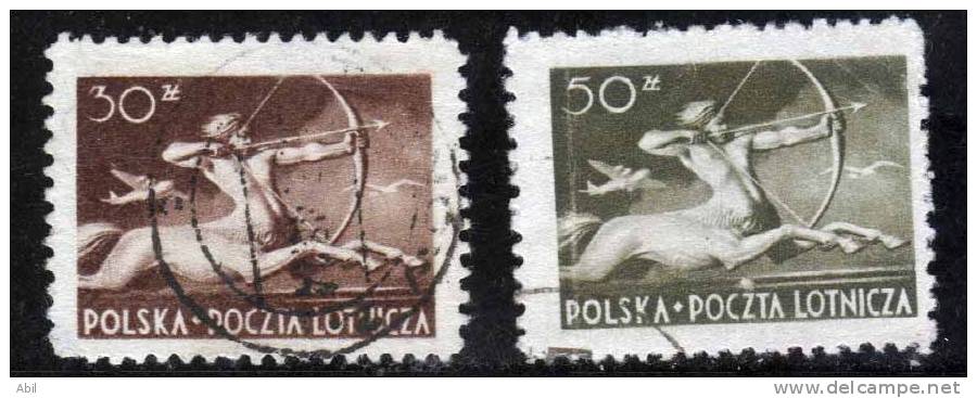 Pologne 1948 N°Y.T. : PA. 20 Et 21 Obl. - Usati
