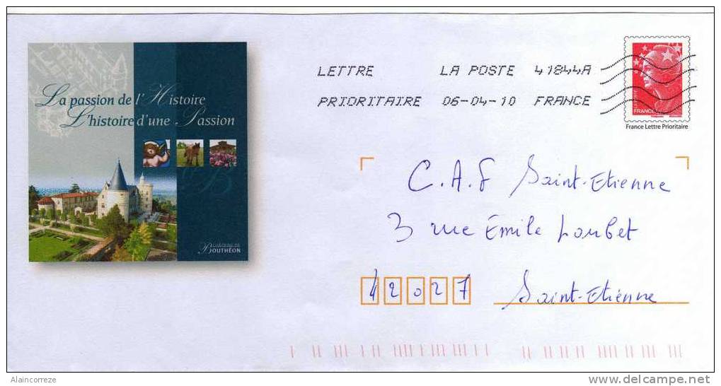 Entier Postal PAP Local Personnalisé Loire Château De Bouthéon La Passion De L'histoire L'histoire D'une Passion - Prêts-à-poster:Overprinting/Beaujard