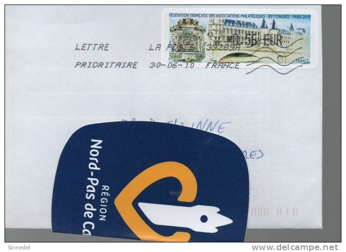 DERNIER JOUR DU TARIF A 0.56 € VIGNETTE 83 CONGRES PARIS 2010 THEME CHATEAU - 2010-... Illustrated Franking Labels