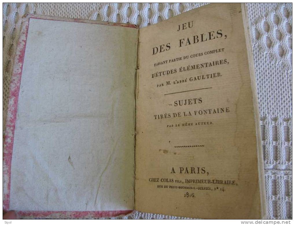 Jeu Des Fables De La Fontaine - Faisant Partie Du Cours Complet D Etudes Elémentaires Par L Abbé Gaultier 1816 - 70 Gr - 6-12 Years Old