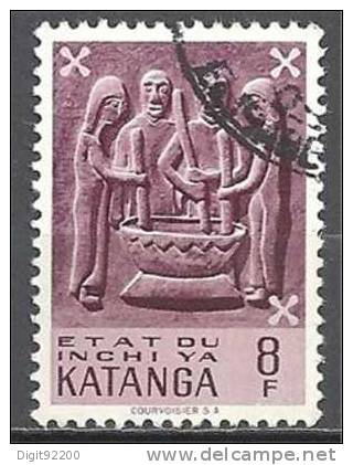 1 W Valeur Used, Oblitérée - CONGO - KATANGA * 1961 - Y.T. N° 61  - N° 1004-6 - Katanga
